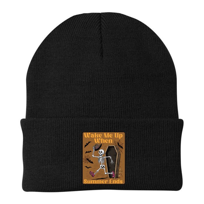 Wake Me Up When Summer Ends Funny Skeleton Running Halloween Beanie