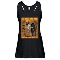 Wake Me Up When Summer Ends Funny Skeleton Running Halloween Ladies Essential Flowy Tank