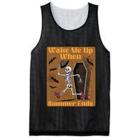 Wake Me Up When Summer Ends Funny Skeleton Running Halloween Mesh Reversible Basketball Jersey Tank