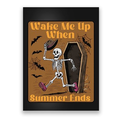 Wake Me Up When Summer Ends Funny Skeleton Running Halloween Poster
