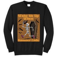 Wake Me Up When Summer Ends Funny Skeleton Running Halloween Tall Sweatshirt