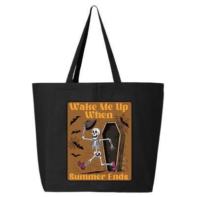 Wake Me Up When Summer Ends Funny Skeleton Running Halloween 25L Jumbo Tote