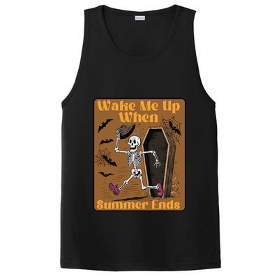 Wake Me Up When Summer Ends Funny Skeleton Running Halloween PosiCharge Competitor Tank