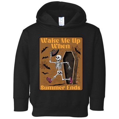 Wake Me Up When Summer Ends Funny Skeleton Running Halloween Toddler Hoodie