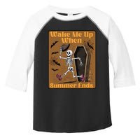 Wake Me Up When Summer Ends Funny Skeleton Running Halloween Toddler Fine Jersey T-Shirt