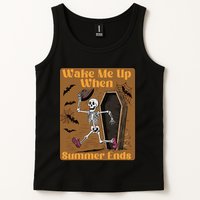 Wake Me Up When Summer Ends Funny Skeleton Running Halloween Tank Top