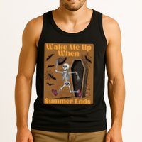 Wake Me Up When Summer Ends Funny Skeleton Running Halloween Tank Top