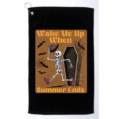 Wake Me Up When Summer Ends Funny Skeleton Running Halloween Golf Towel
