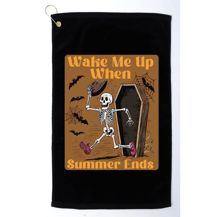 Wake Me Up When Summer Ends Funny Skeleton Running Halloween Golf Towel