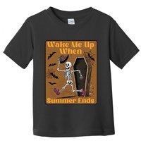 Wake Me Up When Summer Ends Funny Skeleton Running Halloween Toddler T-Shirt