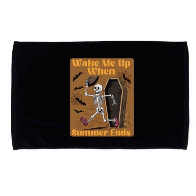 Wake Me Up When Summer Ends Funny Skeleton Running Halloween Microfiber Hand Towel