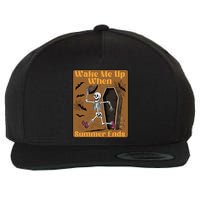 Wake Me Up When Summer Ends Funny Skeleton Running Halloween Wool Snapback Cap