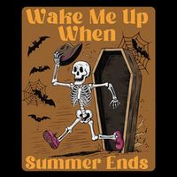 Wake Me Up When Summer Ends Funny Skeleton Running Halloween Wool Snapback Cap
