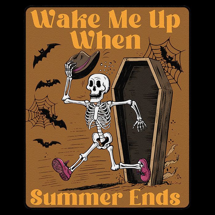 Wake Me Up When Summer Ends Funny Skeleton Running Halloween Wool Snapback Cap