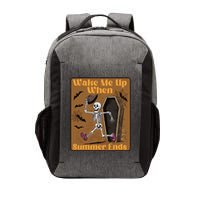 Wake Me Up When Summer Ends Funny Skeleton Running Halloween Vector Backpack