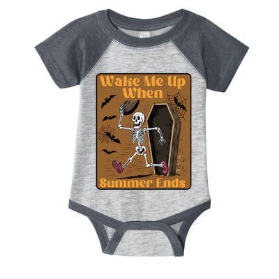 Wake Me Up When Summer Ends Funny Skeleton Running Halloween Infant Baby Jersey Bodysuit