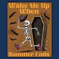 Wake Me Up When Summer Ends Funny Skeleton Running Halloween Infant Baby Jersey Bodysuit