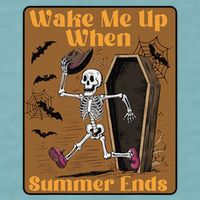Wake Me Up When Summer Ends Funny Skeleton Running Halloween Sueded Cloud Jersey T-Shirt