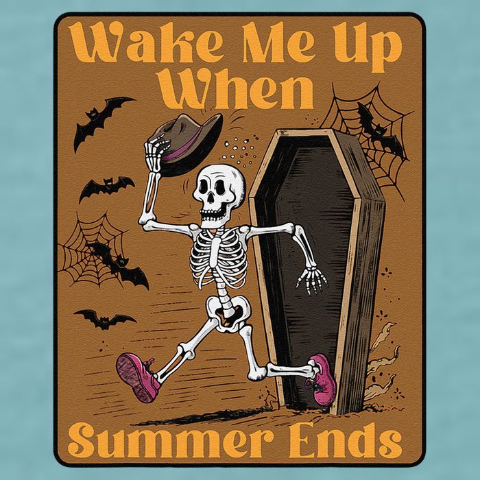Wake Me Up When Summer Ends Funny Skeleton Running Halloween Sueded Cloud Jersey T-Shirt