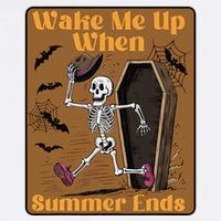 Wake Me Up When Summer Ends Funny Skeleton Running Halloween Garment-Dyed Sweatshirt