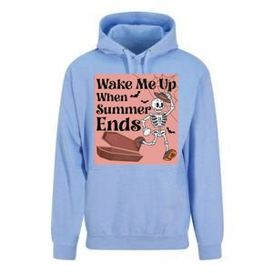 Wake Me Up When Summer Ends Funny Skeleton Running Halloween Unisex Surf Hoodie