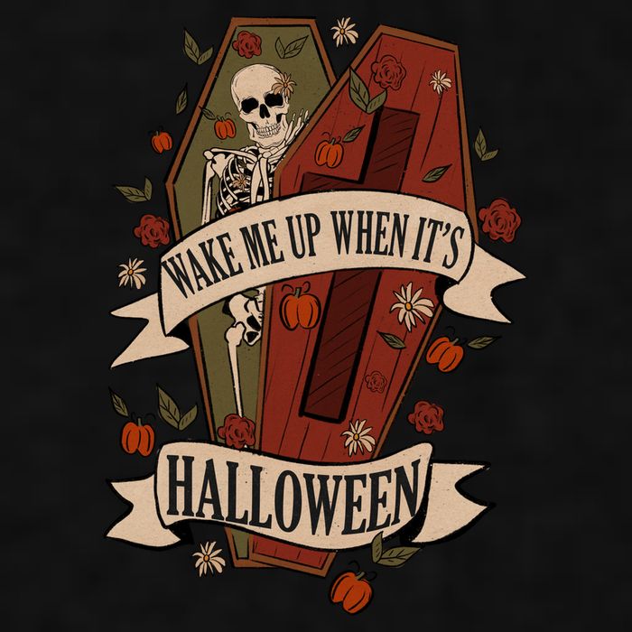 Wake Me Up When Its Halloween Funny Skeleton Coffin Ladies PosiCharge Tri-Blend Wicking Tank