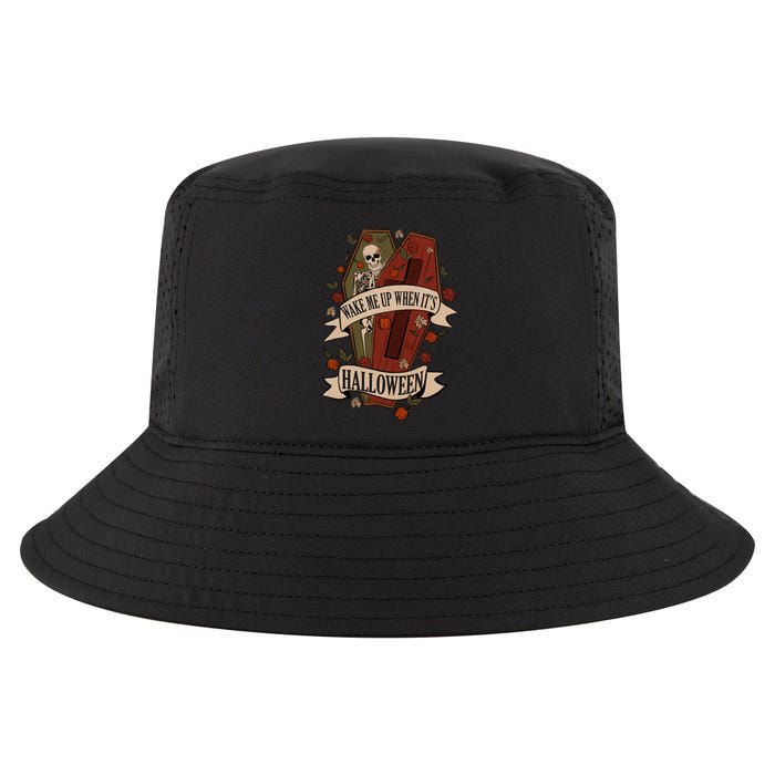 Wake Me Up When Its Halloween Funny Skeleton Coffin Cool Comfort Performance Bucket Hat