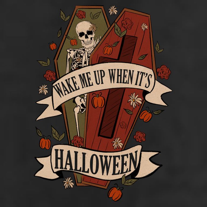 Wake Me Up When Its Halloween Funny Skeleton Coffin Cool Comfort Performance Bucket Hat