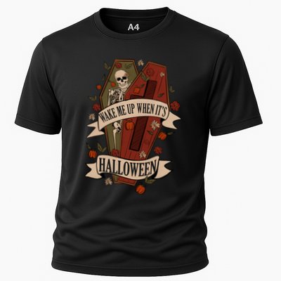 Wake Me Up When Its Halloween Funny Skeleton Coffin Performance Shirt
