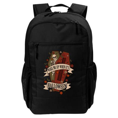 Wake Me Up When Its Halloween Funny Skeleton Coffin Daily Commute Backpack