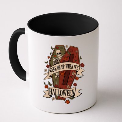 Wake Me Up When Its Halloween Funny Skeleton Coffin Mug