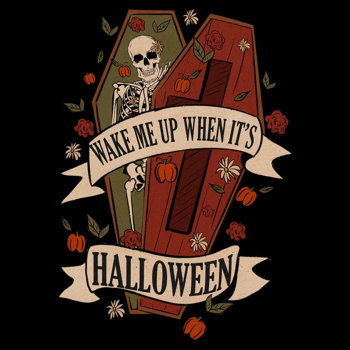 Wake Me Up When Its Halloween Funny Skeleton Coffin 16 in Basic Backpack