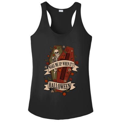 Wake Me Up When Its Halloween Funny Skeleton Coffin Ladies PosiCharge Competitor Racerback Tank