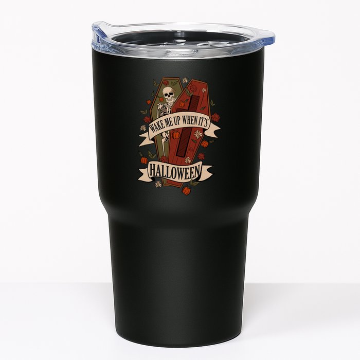 Wake Me Up When Its Halloween Funny Skeleton Coffin Tumbler