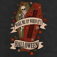 Wake Me Up When Its Halloween Funny Skeleton Coffin Trucker Hat