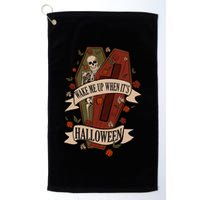 Wake Me Up When Its Halloween Funny Skeleton Coffin Golf Towel