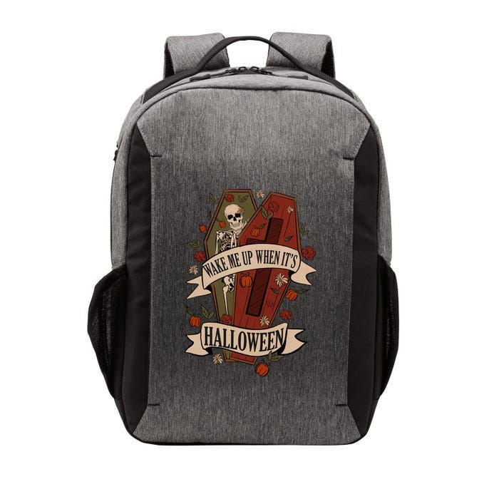 Wake Me Up When Its Halloween Funny Skeleton Coffin Vector Backpack