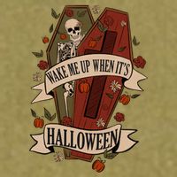 Wake Me Up When Its Halloween Funny Skeleton Coffin Garment-Dyed Women's Muscle Tee