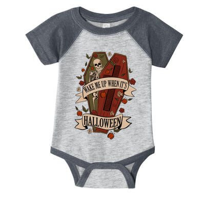 Wake Me Up When Its Halloween Funny Skeleton Coffin Infant Baby Jersey Bodysuit