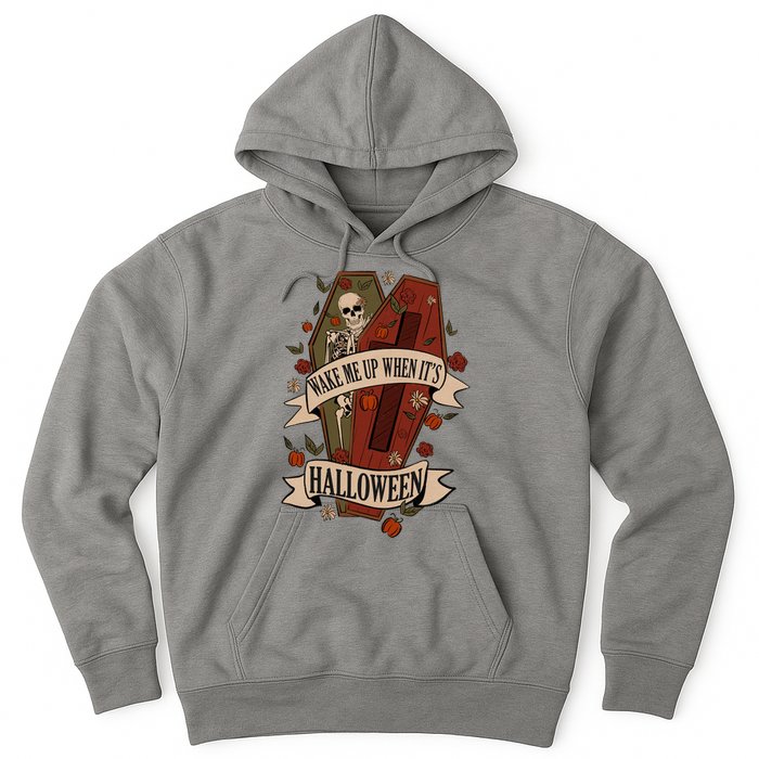 Wake Me Up When Its Halloween Funny Skeleton Coffin Hoodie