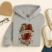 Wake Me Up When Its Halloween Funny Skeleton Coffin Hoodie