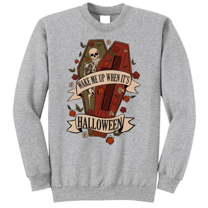 Wake Me Up When Its Halloween Funny Skeleton Coffin Sweatshirt