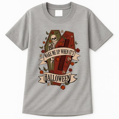 Wake Me Up When Its Halloween Funny Skeleton Coffin Tall T-Shirt