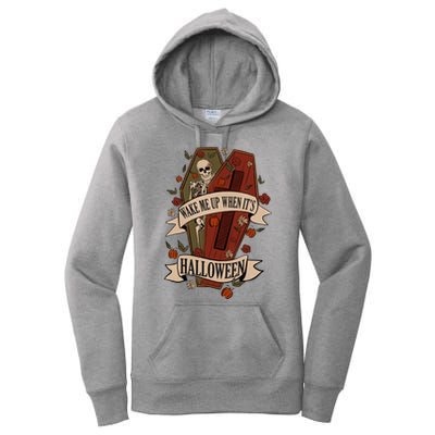 Wake Me Up When Its Halloween Funny Skeleton Coffin Women's Pullover Hoodie