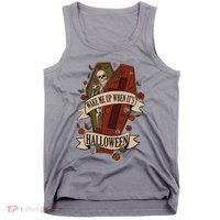 Wake Me Up When Its Halloween Funny Skeleton Coffin Tank Top