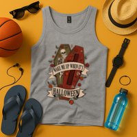 Wake Me Up When Its Halloween Funny Skeleton Coffin Tank Top