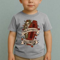Wake Me Up When Its Halloween Funny Skeleton Coffin Toddler T-Shirt