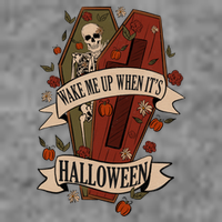 Wake Me Up When Its Halloween Funny Skeleton Coffin Toddler T-Shirt