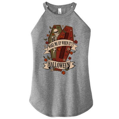 Wake Me Up When Its Halloween Funny Skeleton Coffin Women's Perfect Tri Rocker Tank