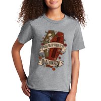 Wake Me Up When Its Halloween Funny Skeleton Coffin Kids T-Shirt